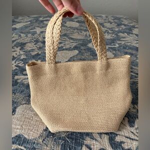 Talbots straw bag - like new 8” H, 6” W, snap top, zipper pocket, pink lined